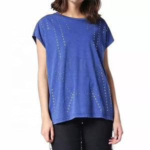 Respirant bas prix femmes strass t-shirts été décontracté à manches courtes séchage rapide écologique de haute qualité en Stock - Product Image 1