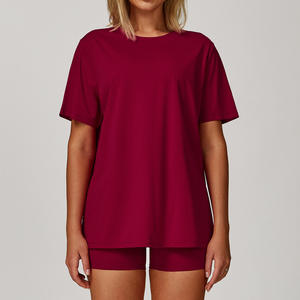 T-shirt de sport décontracté pour femmes tendance, à séchage rapide, pour la course à pied en plein air, la salle de sport, respirant, polyvalent, manches courtes, col rond, coupe ample - Product Image 1