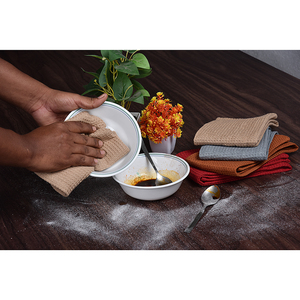 HOME TEXTILE PRODUCTS de 4pcs 15 "X25" rouge solide teint gaufré torchons 100% coton 180-200 GSM fabriqué en Inde par l'exportateur - Product Image 5