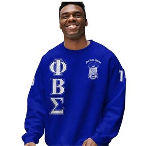 Phi Beta Sigma 1914 Suéter de punto acrílico Chenille Letras griegas Fraternidad Ropa Azul Sigma Suéter Sigma Beta Regalo - Product Image 5