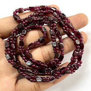 สร้อยคอลูกปัดโกเมนทำด้วยมือสไตล์วินเทจสร้อยคอลูกปัดสีแดง - Product Image 2