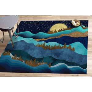 Tapis Paysage Forêt Dorée : Vue sur la Montagne Bleue, Tapis d'appoint Doux, Tapis à Poils Longs - Product Image 2