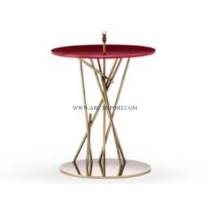 Table d'appoint ronde en laiton et métal plaqué or antique Table d'appoint de salon et de canapé Table d'appoint décorative de luxe en marbre - Product Image 6