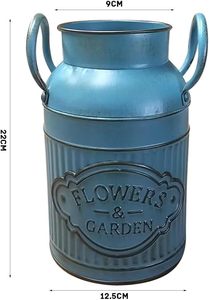 Jardinière extérieure en métal seau en métal galvanisé décor fleur seau maison ferme Vase en métal avec poignée - Product Image 2