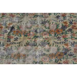 พรมตุรกีขนาด 4.3x8.2 ฟุต พรมวินเทจ พรมลายดอกไม้สีเบจส้ม - Product Image 5