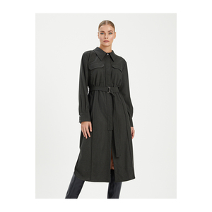 Robe décontractée avec ceinture cintrée en mélange de viscose, col chemise, non doublée, très colorée - Product Image 6