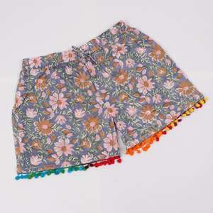 Short en coton imprimé à la main, imprimé Floral, fait à la main, pur coton, vêtements de nuit, Shorts de plage pour femmes - Product Image 6