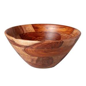 El mejor cuenco de madera para servir ensaladas para reuniones informales Elegante cuenco de madera con diseño suave y profundo de alta calidad - Product Image 5