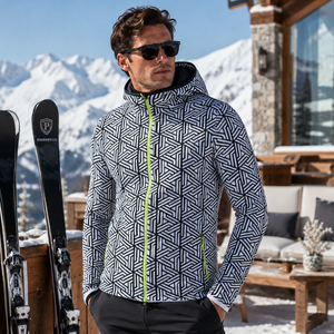 Unisex Geometric Print Polypropylene Jacket With Stand-Up Collar And Zipper Closure Breathable Design For Adults - Product Image 3