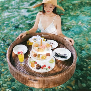Plateau flottant en rotin pour hôtel, plage, pour le petit-déjeuner, la piscine, les boissons et la vaisselle - Product Image 4