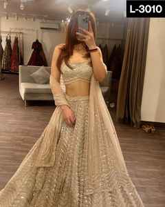 Dernières femmes fantaisie lourde organza soie semi-cousue embellie belle codage paillettes travail fête porter mariage Lehenga Choli - Product Image 2