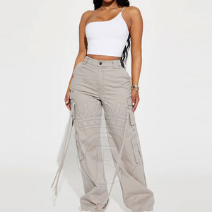 Pantalones cargo informales planos de Invierno para mujer de etiqueta privada 100% algodón transpirable de secado rápido respetuoso con el medio ambiente - Product Image 3