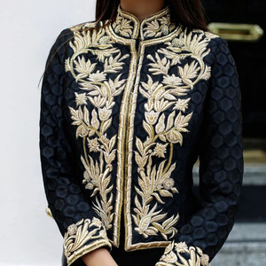 NEW ELEGANT ZARI EMBROIDERY ON STUNNING JACKET DRESS WITH EMBELLISH OF CRYSTAL BEADS ,PEARLS,GLASS STONE WORK FOR PARTY-WEAR - Product Image 1