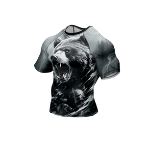 T-shirt de sport ajusté à manches courtes pour homme, imprimé ours, séchage rapide, pour entraînement MMA BJJ, en polyester et élasthanne - Product Image 3