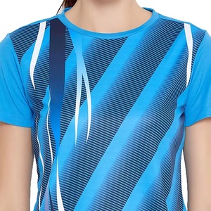 T-shirts décontractés pour femmes, coupe classique, manches courtes, col rond, tissu tricoté, respirant, été, dernier design, personnalisable - Product Image 5