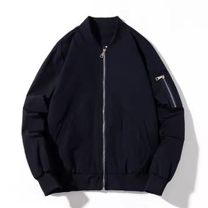 Blouson Bomber Bleu Femme Couleur Unie Fermeture Éclair Col Montant Manches Longues Coupe-Vent Rembourrage Polyester Vêtement d'Automne - Product Image 4