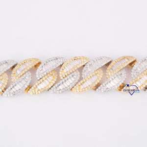 14KT dos tonos oro laboratorio cultivado diamante personalizado Iced Out Cuban Link pulsera con nombre personalizado bloqueo lujo Hip Hop joyería - Product Image 2