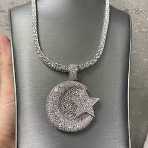 Pendentif en lettres en moissanite de haute qualité personnalisé pour femmes, coupe brillante 3D, plaqué glacé, argent sterling 925, certifié IGI, charme - Product Image 1