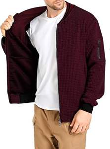 Blouson aviateur kaki foncé d'hiver léger pour hommes, décontracté avec poches latérales confortables réglables, poignets élastiques à fermeture éclair sur le devant - Product Image 4