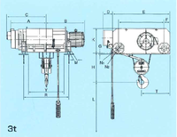 Japonais Kamiuchi Electric Works, LTD haute qualité S-Type Palan Plafond aérien Crain Double rail type SMT-3CDHNN