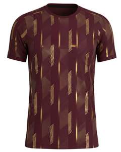 Camiseta Deportiva de Cuello Redondo para Hombre, Color Granate Dorado, Poliéster Estampado, Secado Rápido, Transpirable, Logotipo Personalizado, Jersey de Entrenamiento, OEM, Venta al por Mayor - Product Image 1