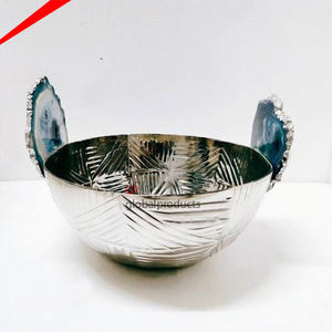 ชามโลหะทรงกลมแบบคู่พร้อมชิปขาตั้งโลหะสีดำและสีทอง - Product Image 4