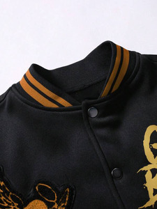 Chaqueta de béisbol negra mostaza Varsity Unisex inspirada en la Universidad de lana con capucha prendas de vestir exteriores de invierno ropa de calle urbana manga de contraste - Product Image 3