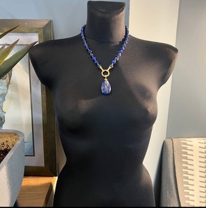 Exclusivo elegante lapislázuli natural piedra preciosa hecha a mano con cuentas Collar personalizado 925 Plata - Product Image 3