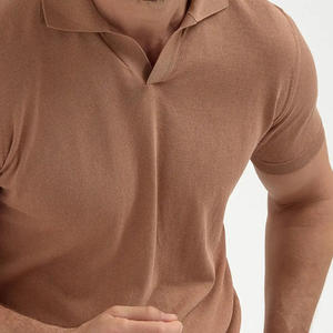 Polos pour hommes marron coton biologique à manches courtes Vintage Slim Fit surdimensionné Muscle Fit été Polo Gym Wear vente en gros - Product Image 6