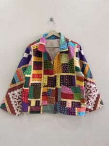 Chaqueta Corta con Apliques, Estilo Vintage, Unisex, de Algodón, Talla Grande - Product Image 2