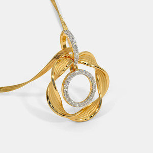 Collier pendentif en or jaune avec cercle torsadé et diamant de laboratoire - Product Image 3