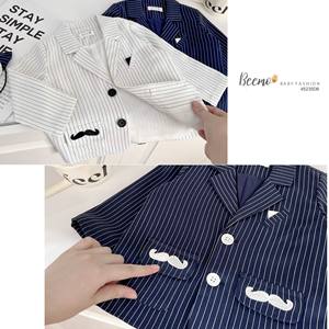 Traje a rayas de algodón de 2 piezas de alta calidad para bebés, recién llegado, colección de invierno, sombrero bordado, ropa de fiesta elegante para 1-7 - Product Image 4