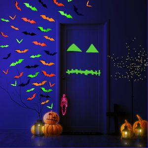 72 autocollants chauves-souris 3D néon lumineux de différentes tailles pour décorations murales DIY de fête d'Halloween - Product Image 5