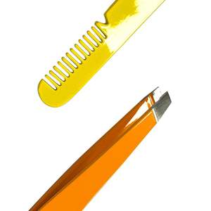 Marque privée personnalisée de haute qualité en acier inoxydable tondeuse à sourcils ensemble de pinces à épiler pointe inclinée rose pour l'épilation - Product Image 2