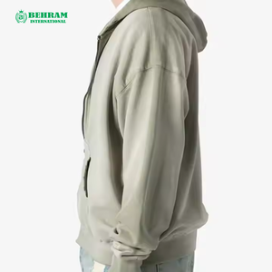 Custom Heavyweight <b>Polyester</b>/Cotton Full Sleeve Front Zipper <b>Hoodie</b> Unisex 400 GSM Fleece French Terry Breathable Quick Dry - Product Image 5