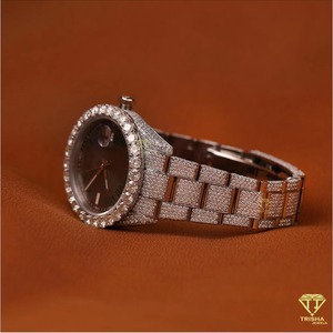 นาฬิกาข้อมือหรูหราคุณภาพสูงสีเขียวโรมัน Vslab เติบโตขึ้นหน้าปัดเย็นเต็มรูปแบบแสดงวันที่ฮิปฮอปกลไก - Product Image 4