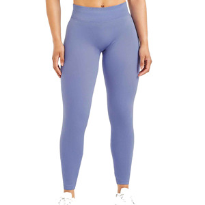 Pantalones de yoga ajustados de punto de cintura media personalizados de alta calidad, mallas informales sólidas sin costuras, Spandex/nailon, transpirable, de secado rápido para - Product Image 1