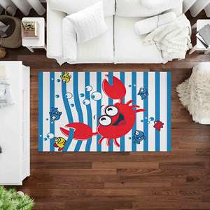 <b>Crab</b> and Fish Rug: Nautical Nursery <b>Decor</b>, Kids Room Rug,Nonwoven Thin Rug - Product Image 2
