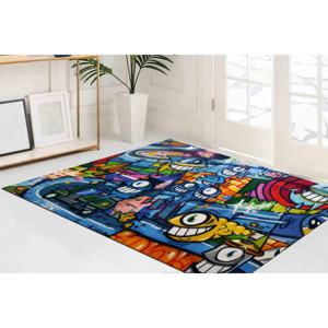 Tapis personnalisé style graffiti : Tapis d'appoint contemporain antidérapant, avec poils doux - Product Image 4