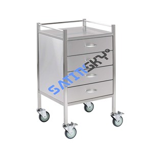 Stainless Steel Two <b>Drawer</b> Side Side Manual <b>Trolley</b> High Grade 304 Surgical Instrument Set for Hospital Clinic Use CE Certified - Product Image 3