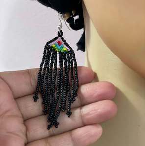 Handcrafted Bead embroidery <b>long</b> necklace <b>earrings</b> set Beaded <b>Earrings</b> Women Festive Party Jewelry At Best Price Beaded <b>Earrings</b> - Product Image 1