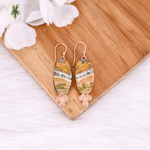 Hot Selling Rose Gold Plated Earring <b>Bumble</b> <b>Bee</b> Jasper Gemstone Earring Fashion Boho Statement Earrings Wholesale Manufacturer - Product Image 2