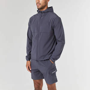 Veste coupe-vent d'extérieur pour hommes de marque personnalisée veste coupe-vent légère à capuche en tissu écologique imperméable pour l'hiver - Product Image 2