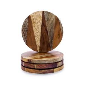 Posavasos de madera redondos de haya personalizados modernos de tendencia superior, alfombrillas y almohadillas para bebidas de té y café, posavasos de madera en blanco de madera Natural - Product Image 4