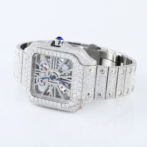 Vente en gros Montre-bracelet unisexe de luxe en diamant glacé Squelette Montre mécanique en moissanite pour hommes et femmes - Product Image 2