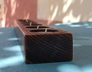 Wood 7 <b>Candles</b> Holders <b>Tray</b> Handmade16.5" Length Wooden Tealight <b>Candles</b> Holder Bar Farmhouse Bathroom Decor Centrepiece - Product Image 4