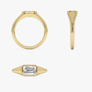 Bague solitaire en diamant de laboratoire taille émeraude raffinée 1,00 carat total, couleur E-F, clarté VS, or 14K, sur commande, pour femme - Product Image 4