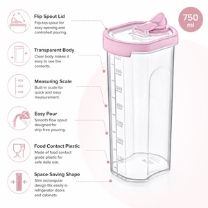 750ml Plastic Oil Dispenser Bottle with Flip Spout Lid Measuring Scale for Kitchen Cooking Oil Vinegar Sauce Storage - Product Image 4