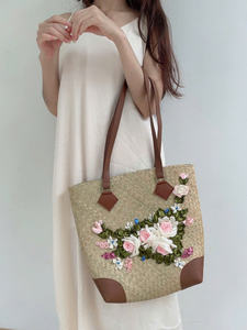 Sac à main pour femmes en herbe de carex naturel écologique, fermeture à glissière à deux sangles, caractéristiques élégantes à la mode, belle - Product Image 3