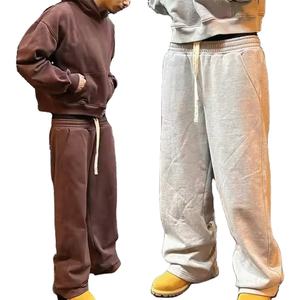 New Custom Lightweight Canvas High-Waisted Casual Flared <b>Jogger</b> Pants Men <b>Wide</b> Straight <b>Leg</b> Baggy Sweatpants 2026 - Product Image 1